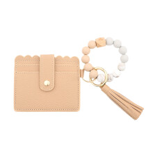 HHBEAUTY Leather Wallet Keychain for Women – Slim Credit Card Holder with Key Ring, Cute Wristlet Purse