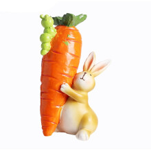Bunny vs. Carrot Statue, Whimsical Resin Sculpture of Rabbit & Veggie, Perfect Conversation Piece & Easter Gift A 1PC