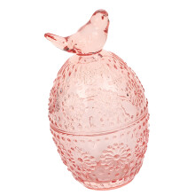 Klarglas-Schmuckhalter mit künstlerischen Vogelmotiven zur-Rosa