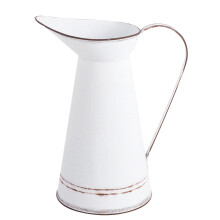 Vaso de metal estilo rústico chique Eease Farmhouse, jarro galvanizado vintage, suporte para flores (22 x 17 cm)