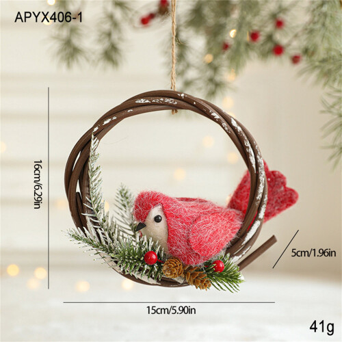 Cardinal bird Christmas tree ornament red hanging decor 2