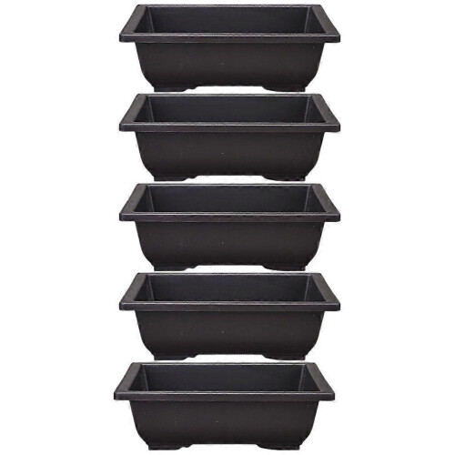 Rectangular Plastic Bonsai Pots for Succulents, Flowers, Plants - 5 Pack, No Trays 2