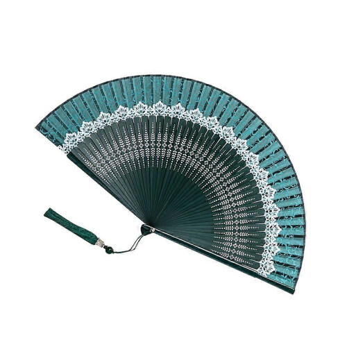 Folding Fan Bamboo Silk Hand Fan Chinese Style Lace Trim Sunlight Colour Change 1