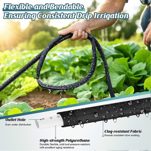 Flat Soaker Hose 100ft (2x50ft) for Drip Irrigation System, Garden Watering with Double-Layer Design 2