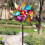 12 Pcs Reflective Wind Spinners for Garden, Sparkly Silver Lawn Decorations with Plastic Stakes 3