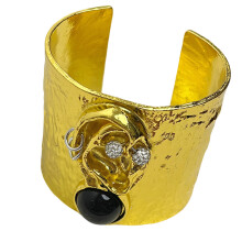 Unique Artistic Human Face Design Wide Bangle Adjustable-196