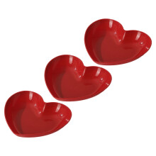 Plateau à fruits en forme de cœur, en plastique rouge, lot de 3