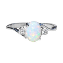 925 Sterling Silver Opal Ring Women Size 11
