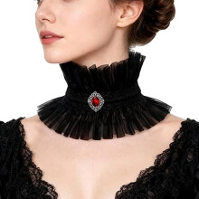 Victorian Punk Lace Collar Decorative Collar Stand Ruffle-Black