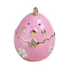 Miniature Enamel Jewelry Case Traditional Chinese-Chicken pink