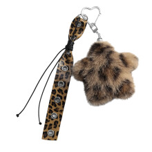 Trendy Plush Leopard Print Key Holder Decoration For Women-Star