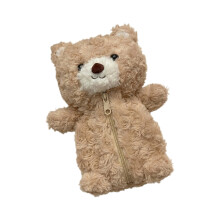 Lovely Plush Bear Pencil Bag Large Capacity Fabric Pencil-Beige