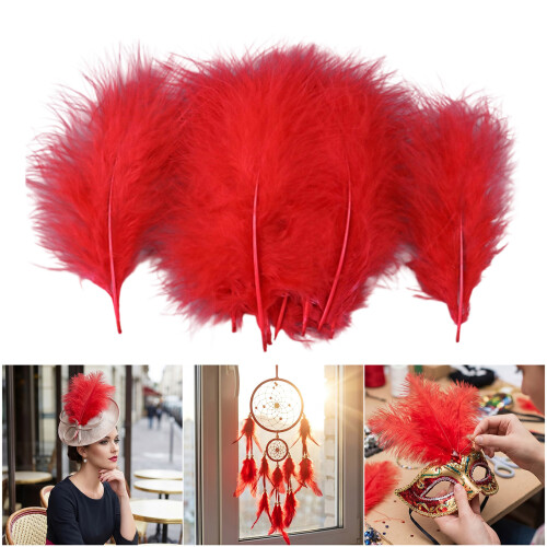 100Pcs Assorted Color Natural Feather 15-20CM Craft Feather-Red 2