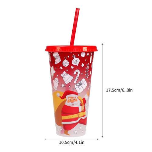 Color Changing Cup with Lid 710ml Santa Design 2