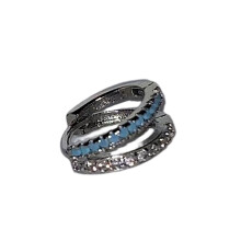Modieuze blauwe kruisoorbel met drakenklauwknopen, elegante-A