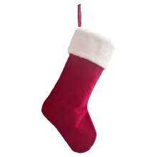 1 Pc Red Velvet White Cuff Xmas Stocking, Super Soft Plush, Personalized Jumbo Holiday Décor – Compatible with Standard Hooks