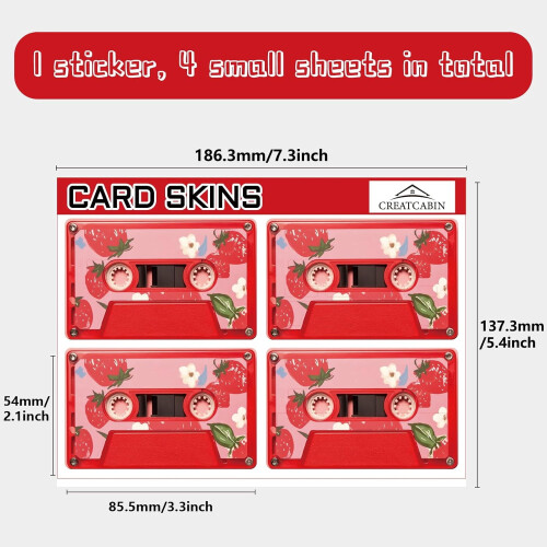 Strawberry Cassette Debit Card Skin – PVC Removable 1