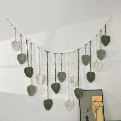 Macrame Wall Hanging Ornament Woven Leaves Handmade 1