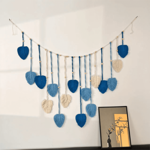 Macrame Wall Hanging Ornament Woven Leaves Handmade 2