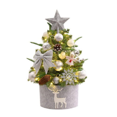 Mini Flocked Christmas Tree with LED Lights 17 Inch