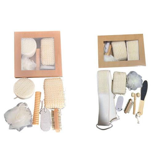 Bath Scrub Brush Bath Body Scrubber Fiber Back-6 piece set 1