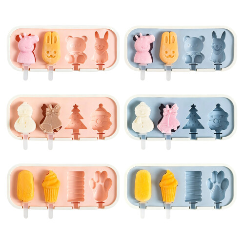 Silicone Ice Cream Molds Set Easy Release Design-Blue animal 1