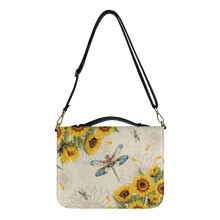Dragonfly Sunflower Leather Bible Case 2XL with Zip, Strap