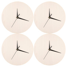 4Pcs 10" Wooden Clock Face Plates Beige DIY Craft Paintable Wall Decor