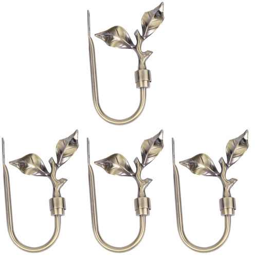 4Pcs Rustic Leaf Green Metal Curtain Hooks Tiebacks Decorative Hooks