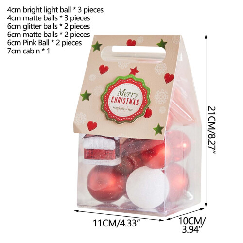 Red Shatterproof Christmas Ornaments Set 13 Pack 1