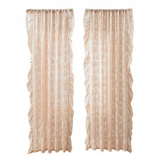 Rideaux de fenêtre en dentelle, 2 pièces, tissu-Couleur riz