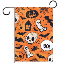 Halloween Garden Flag Orange Pumpkin Skull Bat Spider Ghost