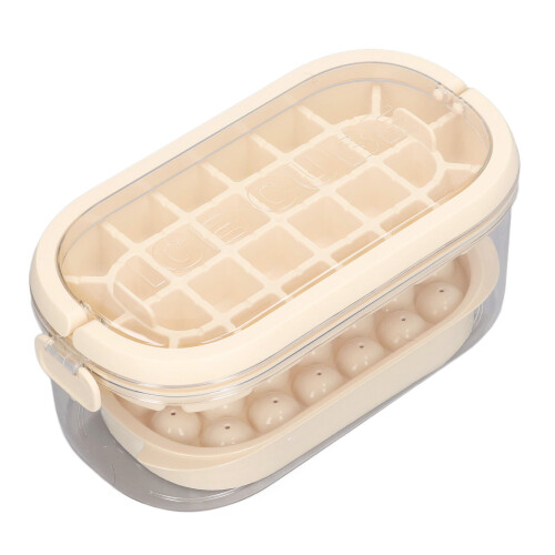 Beige 2-Schicht-Eiswürfel-Formen-Set, 54 Eiswürfel, 22,7  12  9,6 cm