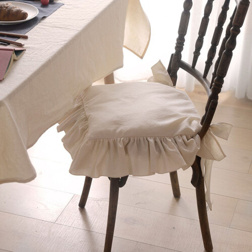 Housse de siège décorative en coton avec bords et-70*120cm Blanc 2