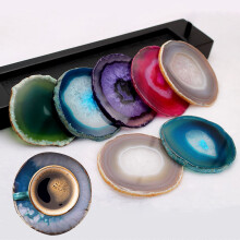 Polished Agate Coaster Set Natural Stone Round 4pcs