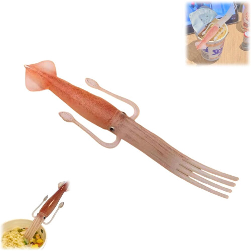 Squid-Shaped Pasta Fork, Heat-Resistant Silicone, 1 Pack