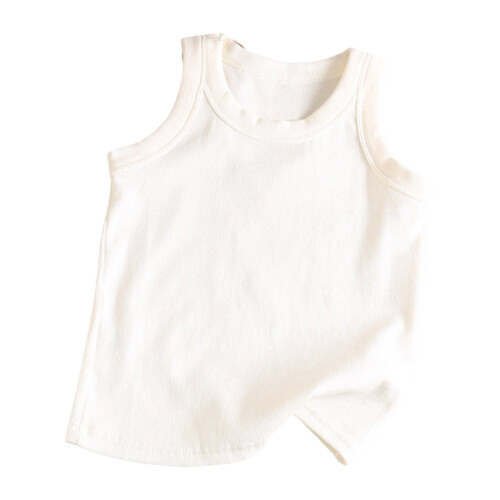Kids Sleeveless Ribbed Tank Top Solid Color