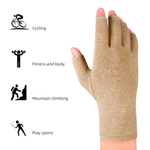1 Pair Half-Finger Pressure Relief Gloves Beige 2