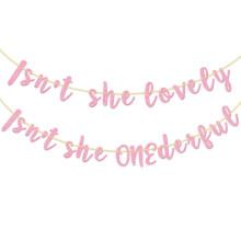 Onederful 1st Birthday Banner & Decorations for Girls – Pink Glitter, Compatible with Little Miss Wonderful