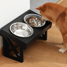 Height Adjustable Elevated Pet Feeder with Two Bowls and Stand