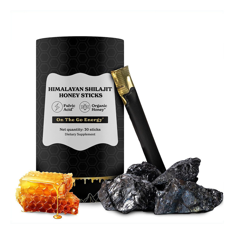 (1PC) Himalayan Shilajit Honey Sticks - Organic Honey & Fulvic Acid, On-the-Go Energy Supplement, 30 Sticks
