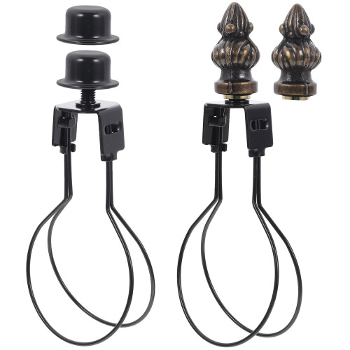 2 Sets Clip on Lamp Shade Adapters Round Light Bulb Holders