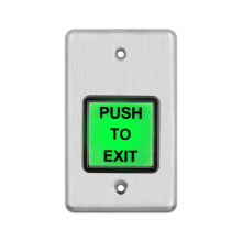 Stainless Steel Push-to-Exit Button Indoor Green Square