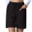 Womens High Waist Wide Leg Shorts with Pockets Solid-Black M 1