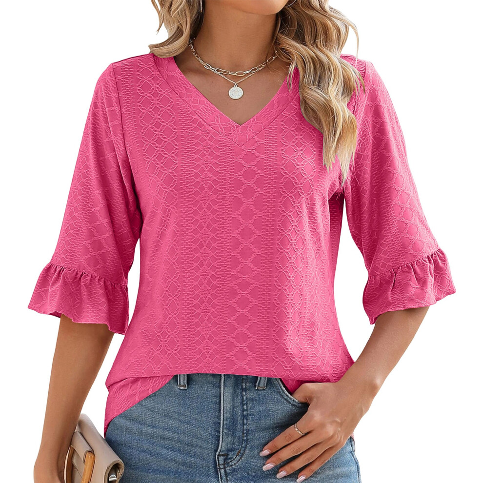 Red Women's Three-Quarter Sleeve Loose -Watermelon Xxl