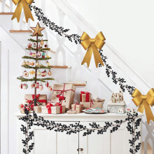 Christmas Garland, Christmas Tree Garland, 6 Ft Plastic Black Christmas Garland, Christmas Indoor Outdoor Garland for Christmas Decoration