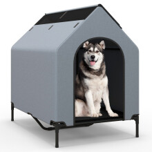 Erhöhte Hundehütte & Bett, atmungsaktives Netzgewebe, 75 x 110 x 106 cm
