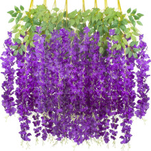 Hanging Violet Artificial Flower Garland – Silk Orchid Wall Decor, Fake Vine for Home, Wedding, Cafe, Doorway & Balcony (Compatible with Indoor Use)
