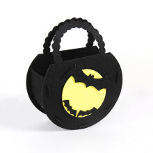 Black Felt Candy Buckets with Handles – Halloween Bat, Ghost, Pumpkin, Witch Designs – Compatible with Trick-or-Treat