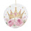 Pink Rose Ceramic Christmas Ornament with Crown 2-Side 1